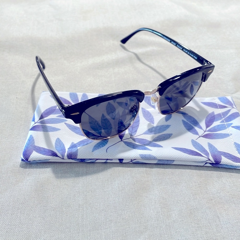 Foster Grant Black Clubmaster Style Polarized Men's Sunglasses & Pouch